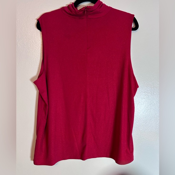Laura Ashley red shimmering sleeveless mock-neck top zipper back size 2x - Picture 4 of 7